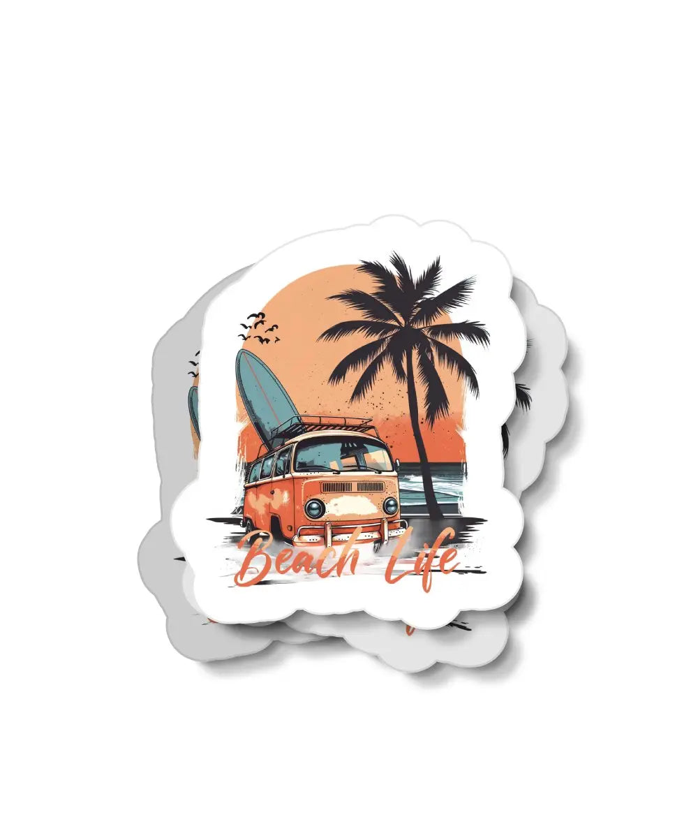 Beach Life Classic Car Waterproof Sticker