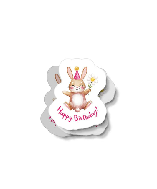 Bunny Happy Birthday Waterproof Sticker