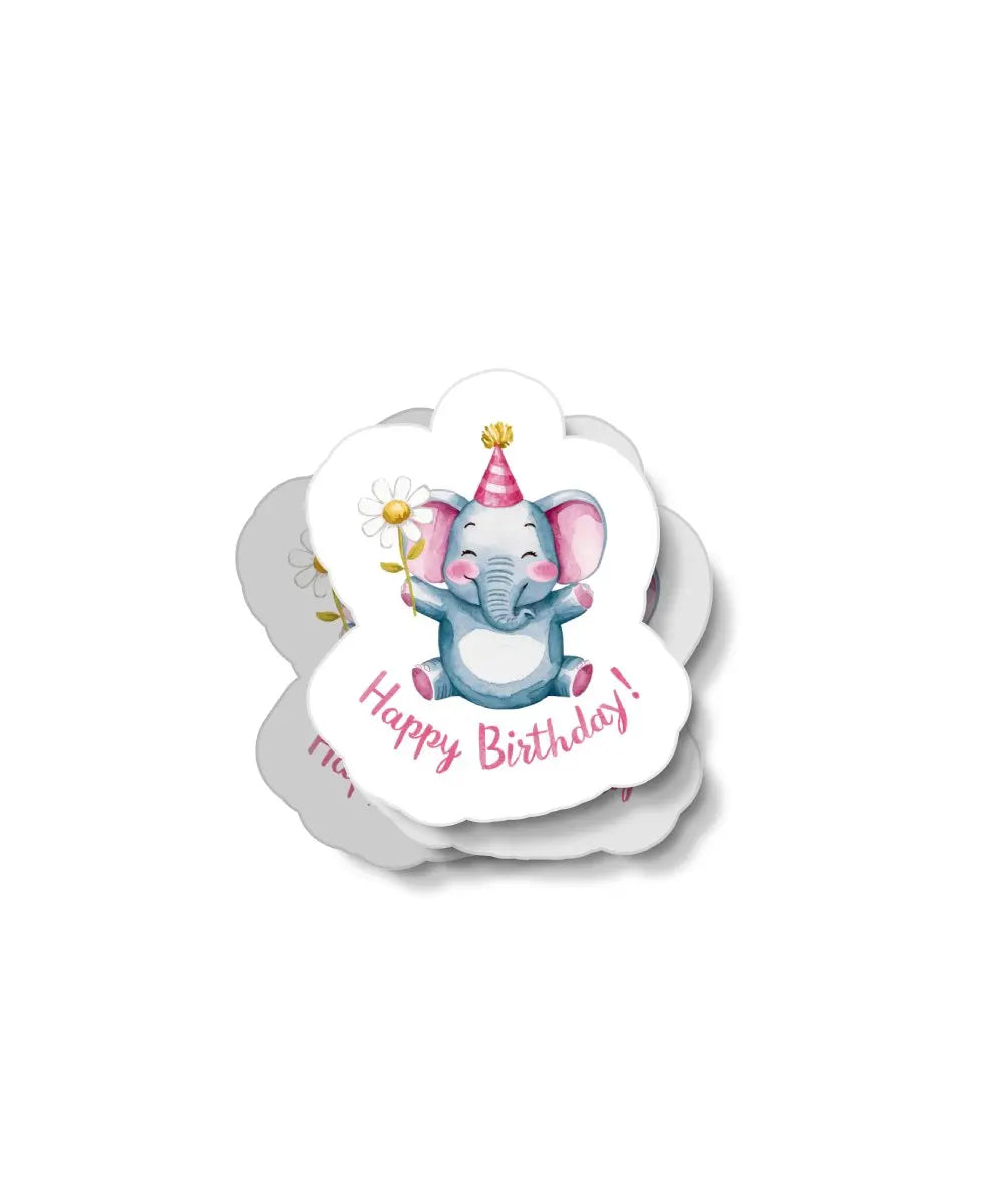 Elephant Happy Birthday Waterproof Sticker