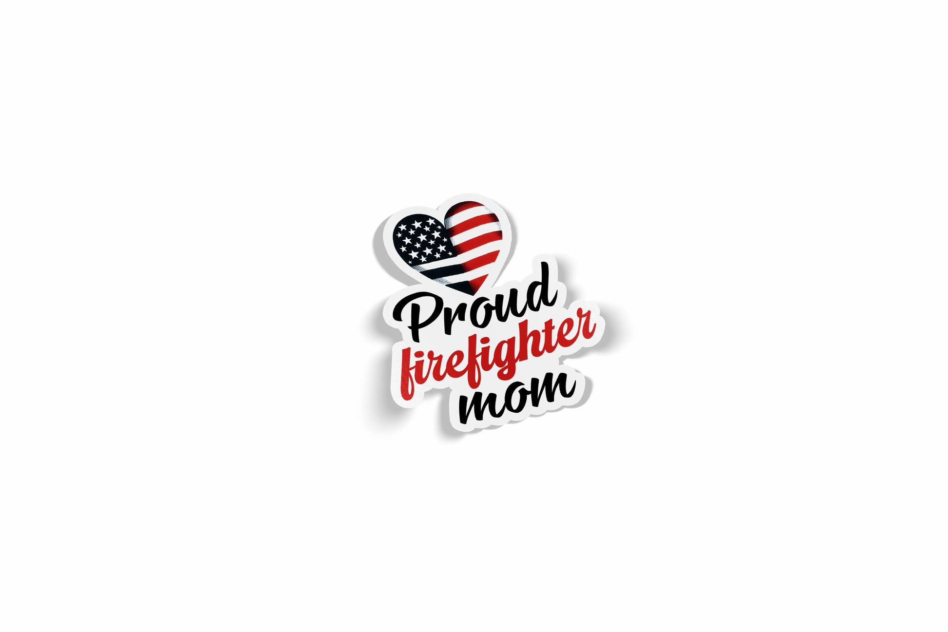 Flag Hart Proud Firefighter Mom Waterproof Sticker?á