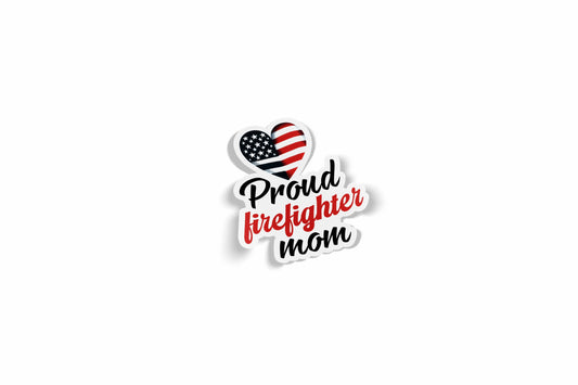 Flag Hart Proud Firefighter Mom Waterproof Sticker?á