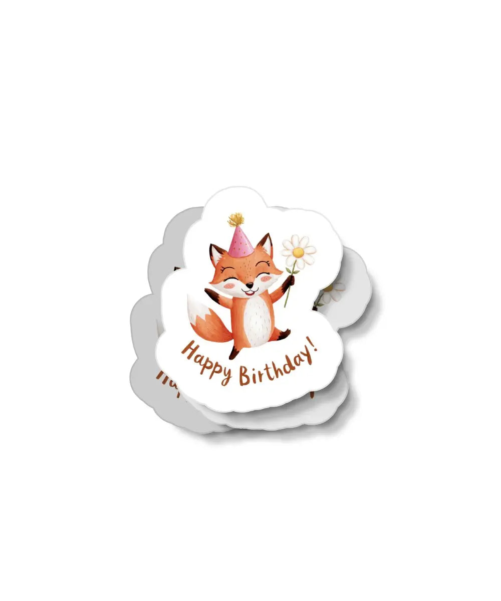 Fox Happy Birthday Waterproof Sticker