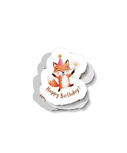 Fox Happy Birthday Waterproof Sticker