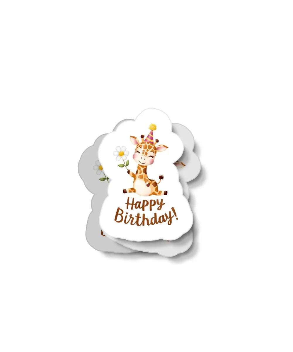 Giraffe Happy Birthday Waterproof Sticker