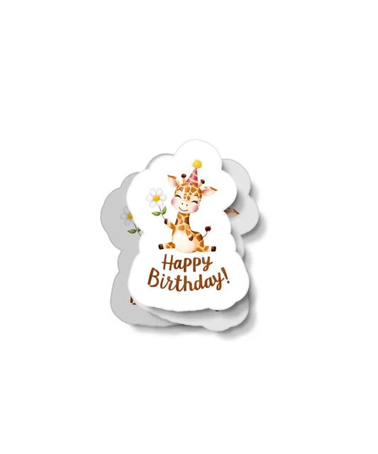 Giraffe Happy Birthday Waterproof Sticker