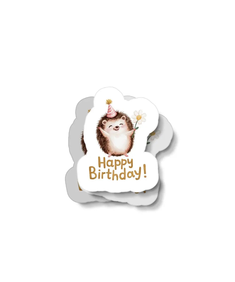 Hedgehog Happy Birthday Waterproof Sticker