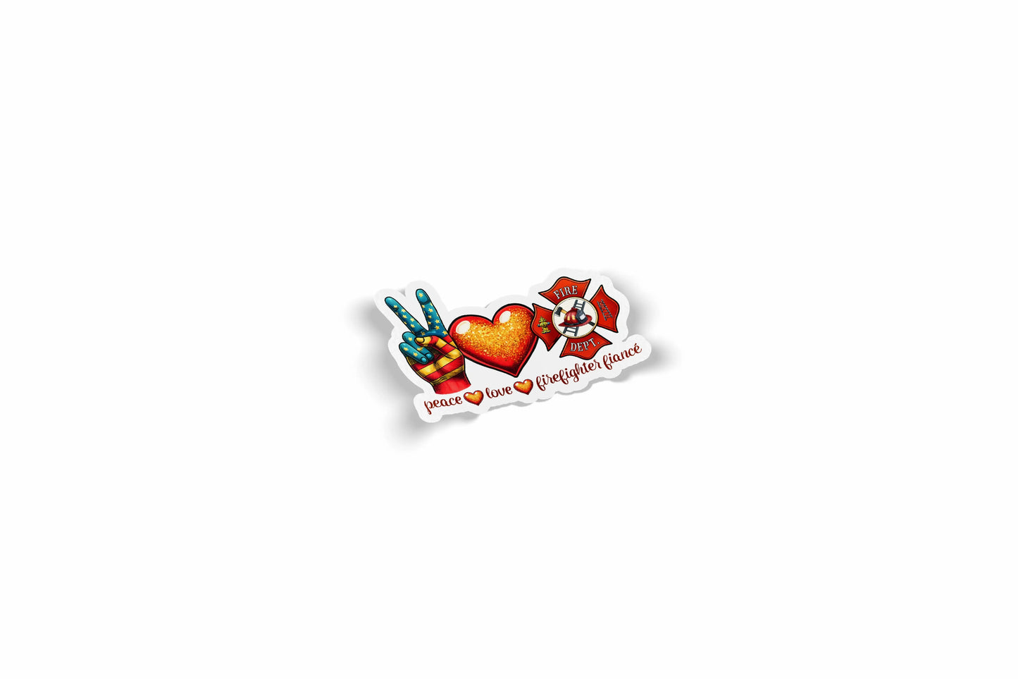 Peace Love Firefighter Fiance Waterproof Sticker?á