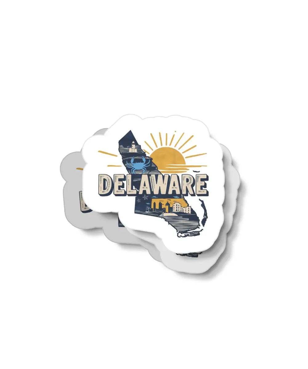 Retro Delaware Waterproof Sticker