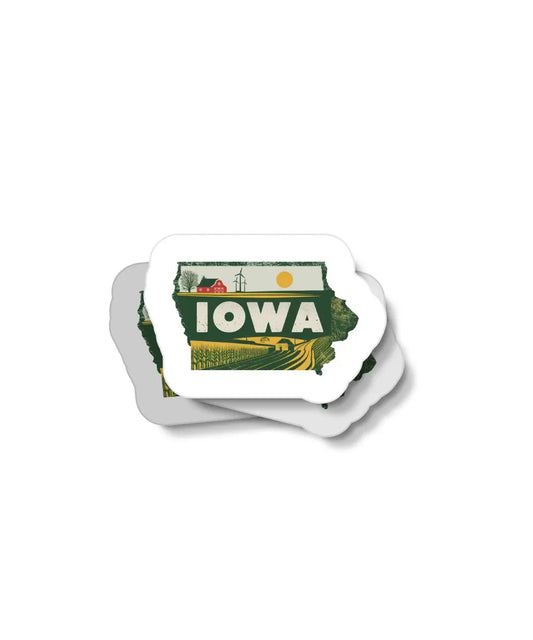 Retro Iowa Waterproof Sticker