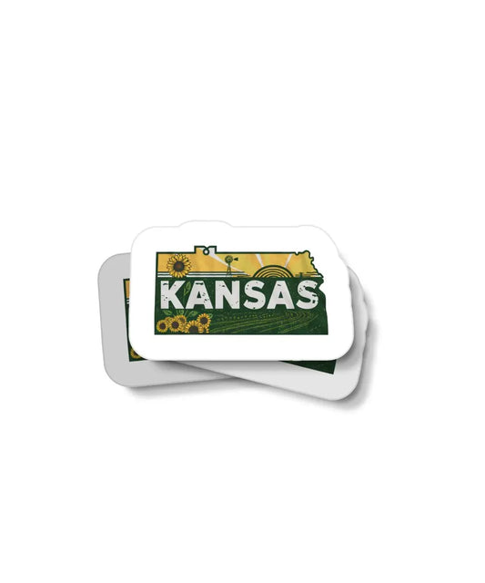 Retro Kansas Waterproof Sticker