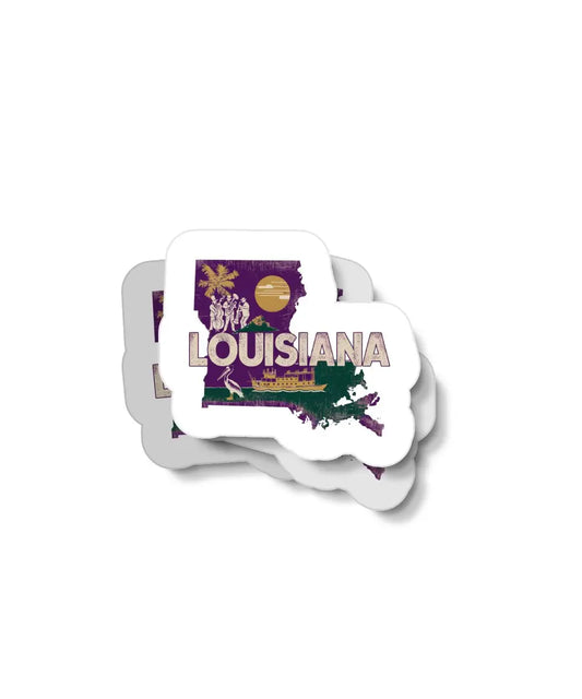 Retro Louisiana Waterproof Sticker