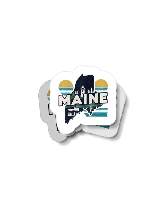 Retro Maine Waterproof Sticker