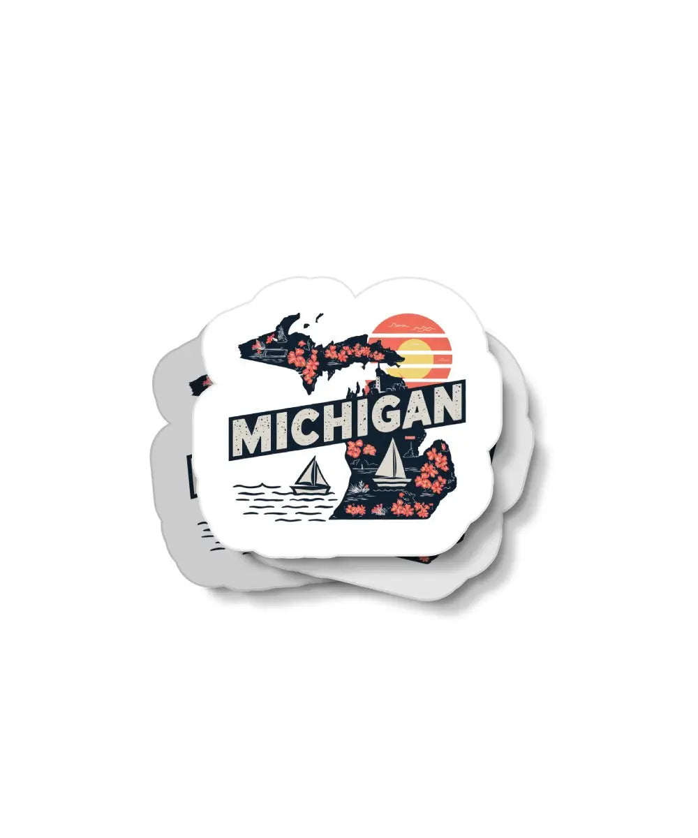 Retro Michigan Waterproof Sticker