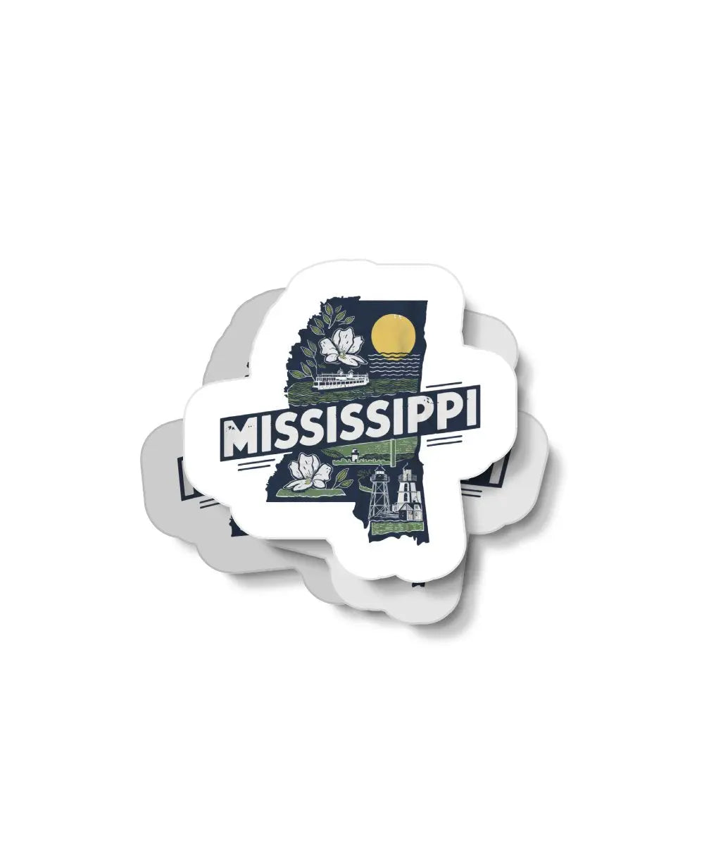 Retro Mississippi Waterproof Sticker