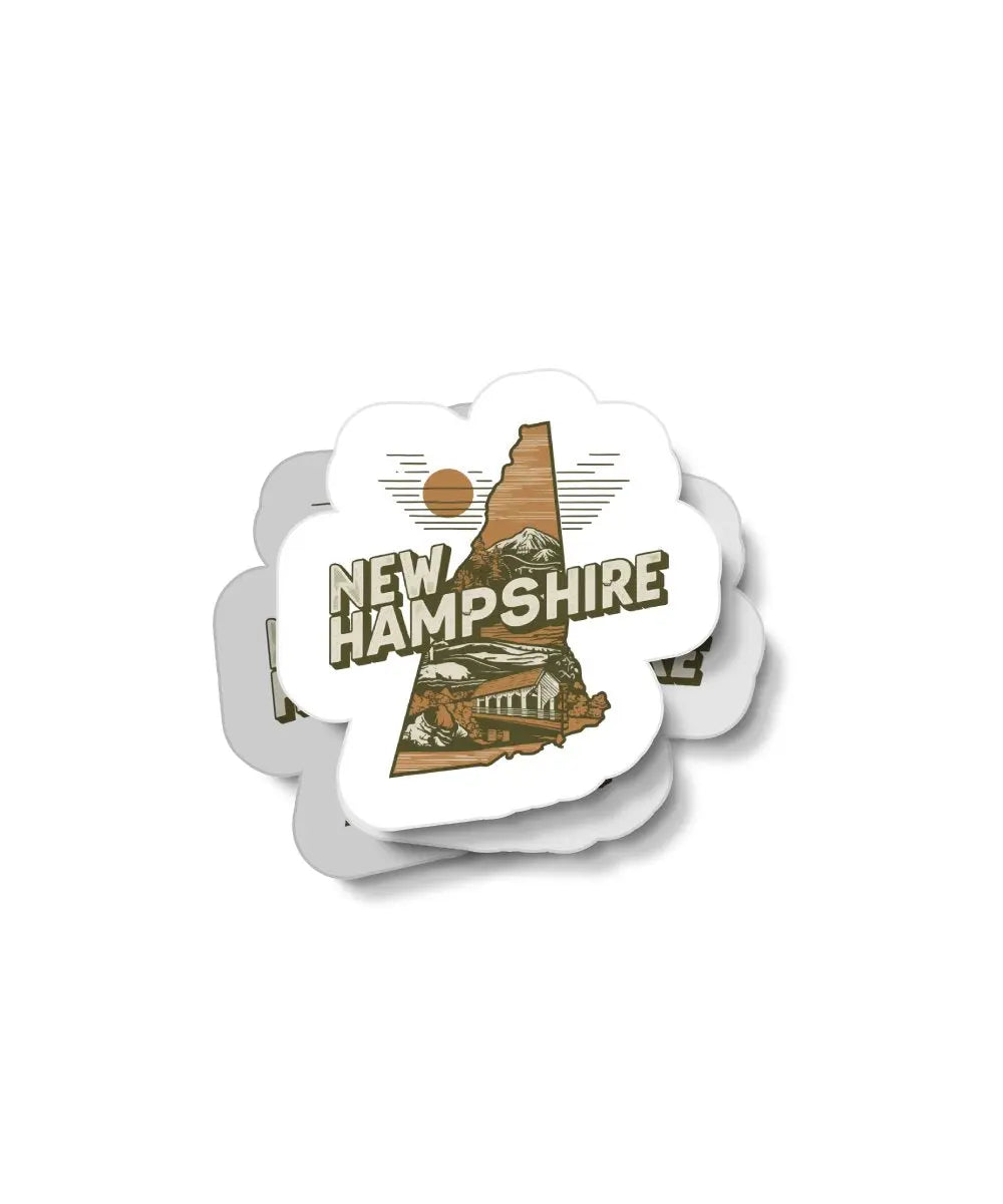 Retro New Hampshire Waterproof Sticker