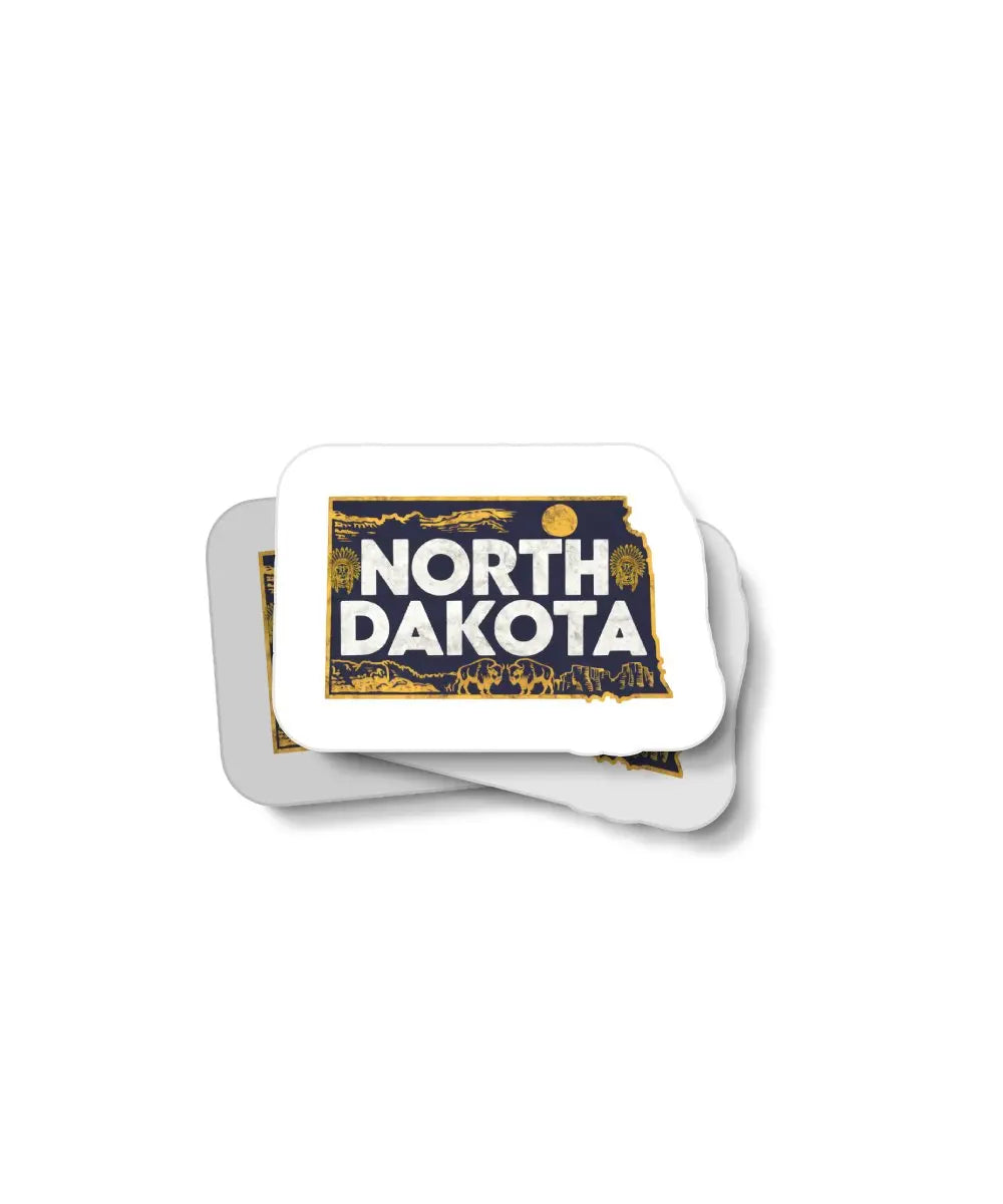 Retro North Dakota Waterproof Sticker