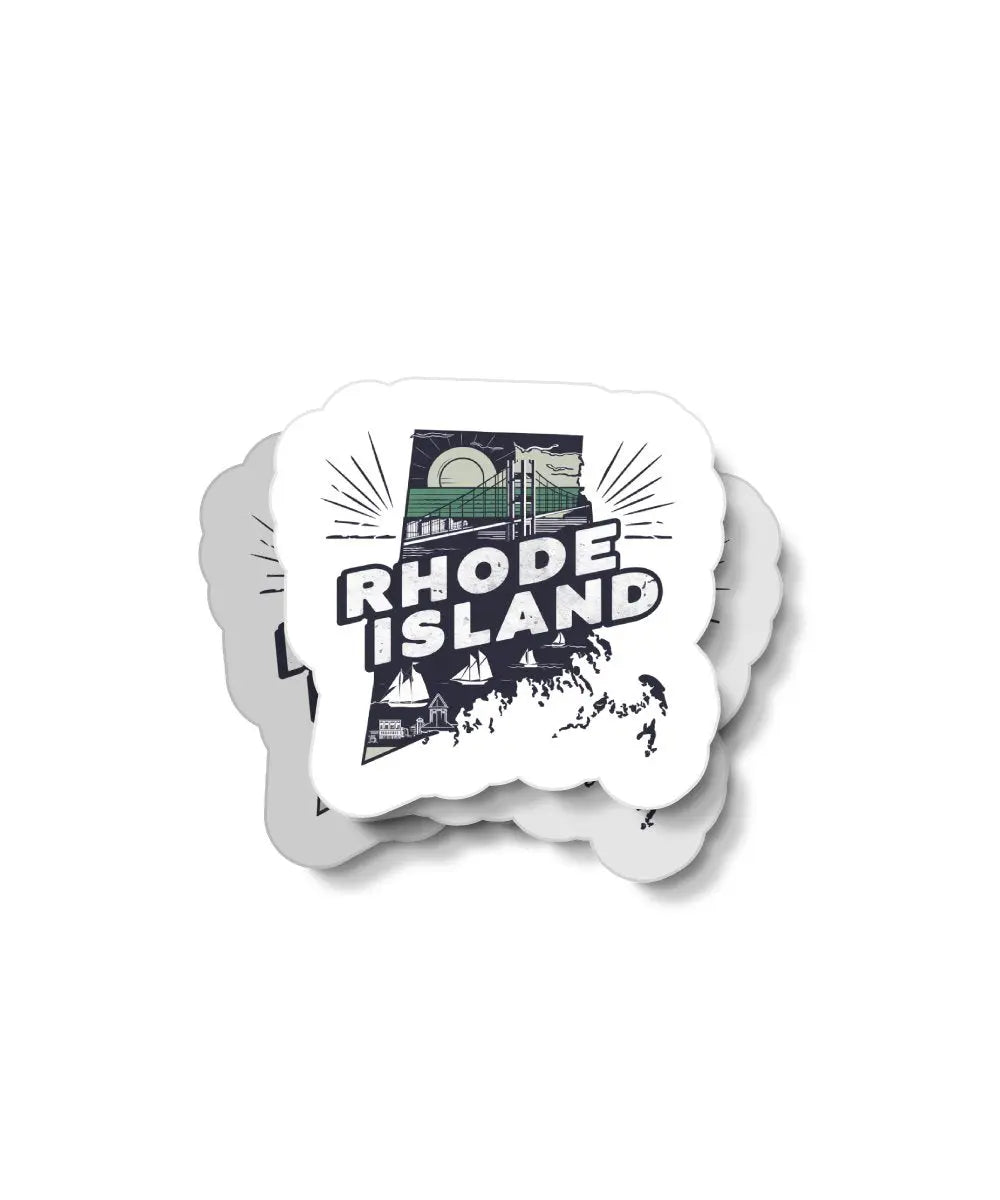 Retro Rhode Island Waterproof Sticker