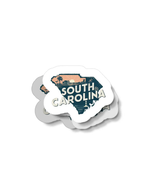 Retro South Carolina Waterproof Sticker