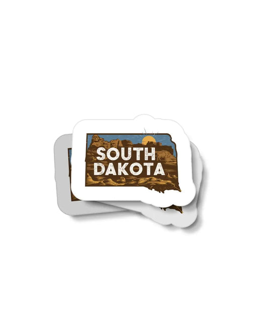 Retro South Dakota Waterproof Sticker