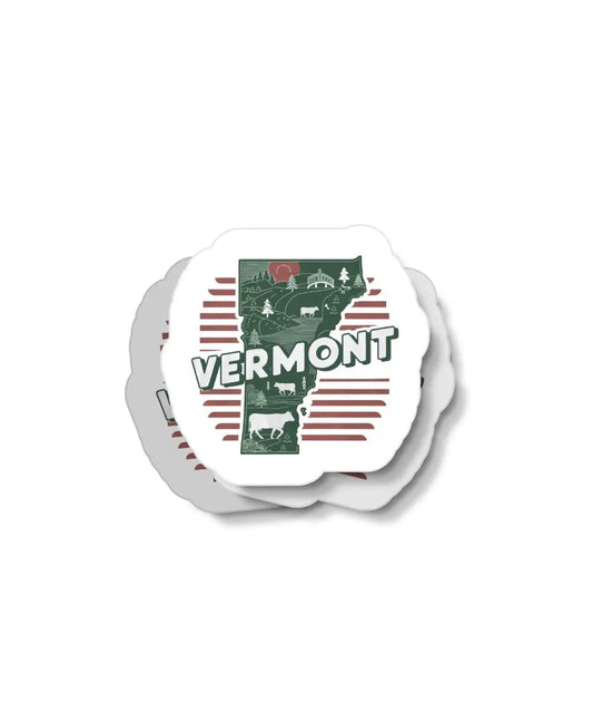 Retro Vermont Waterproof Sticker