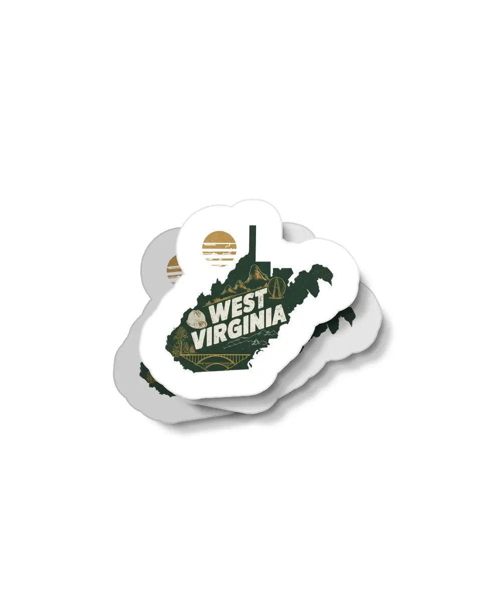 Retro West Virginia Waterproof Sticker