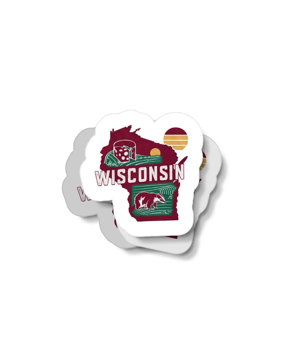 Retro Wisconsin Waterproof Sticker