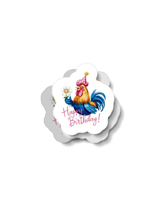 Rooster Happy Birthday Waterproof Sticker