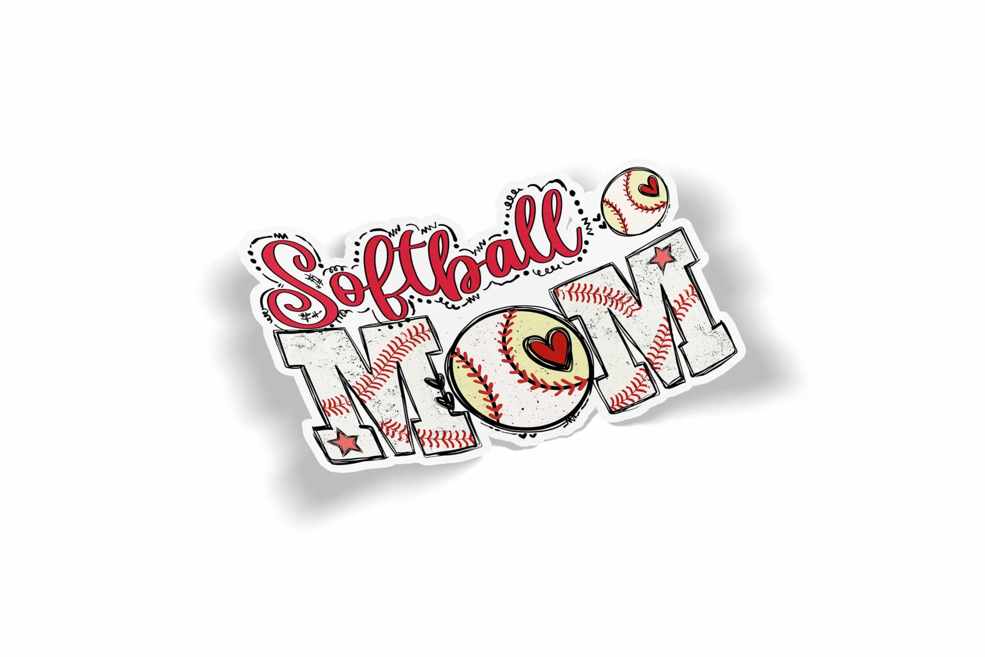 Softball Mom with Stars and Hearts?á