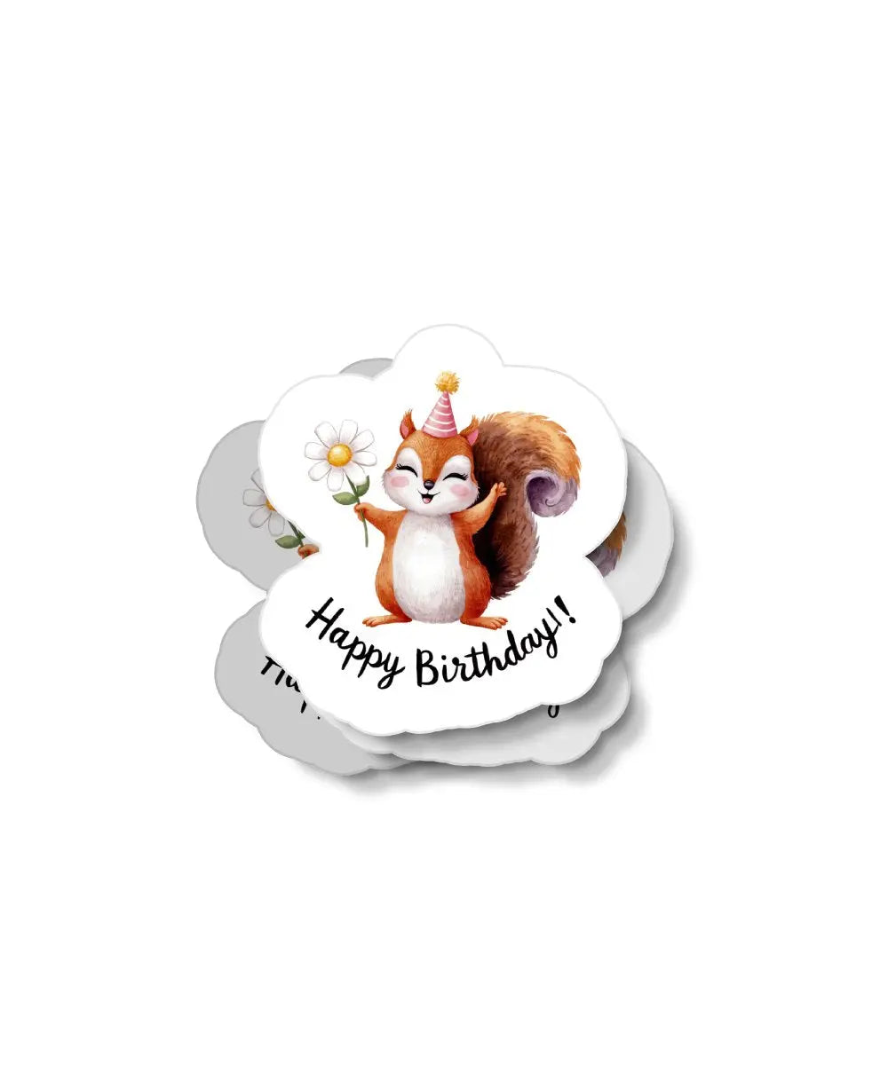 Squirrel Happy Birthday Waterproof Sticker