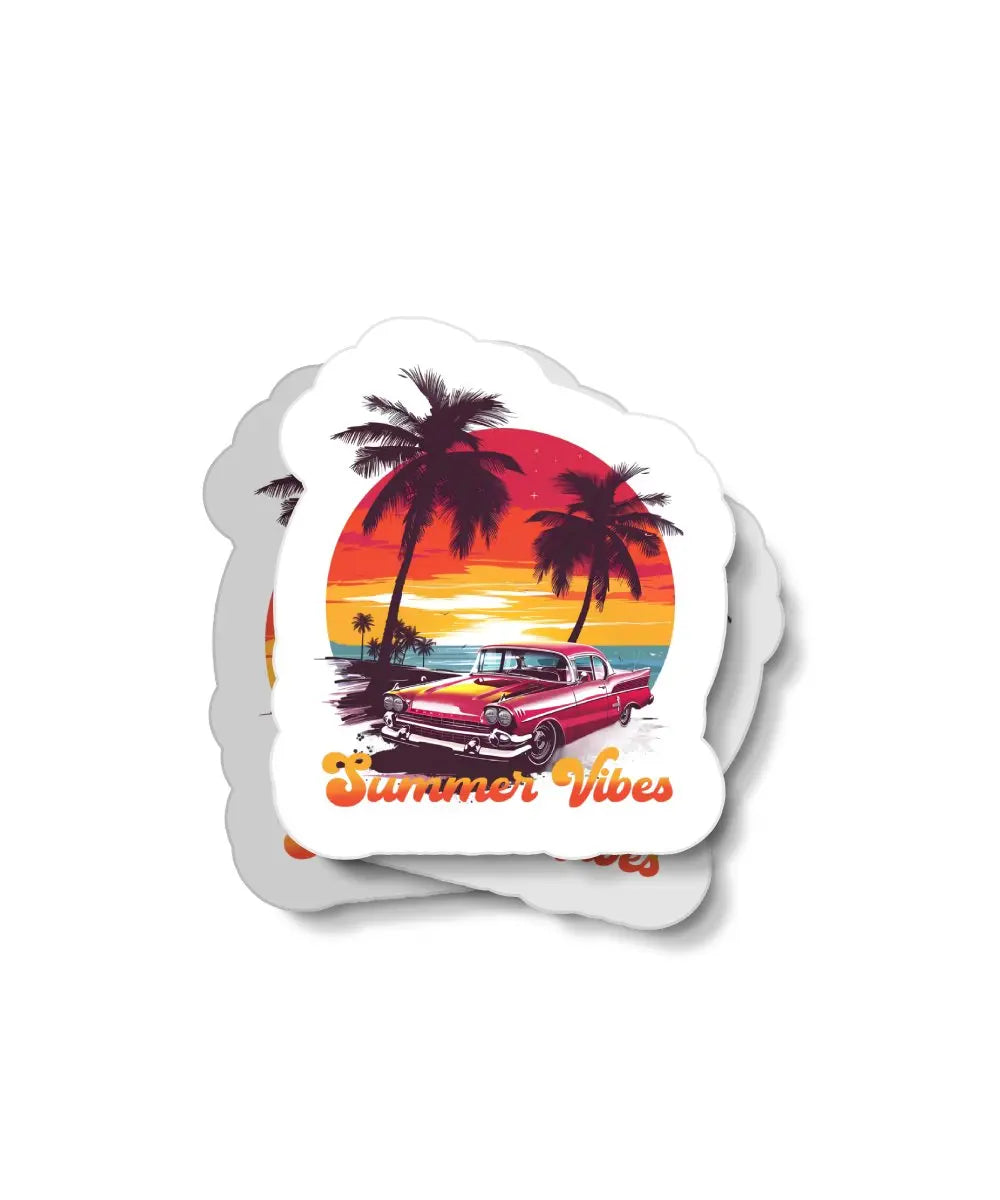 Summer Vibes Classic Car Waterproof Sticker
