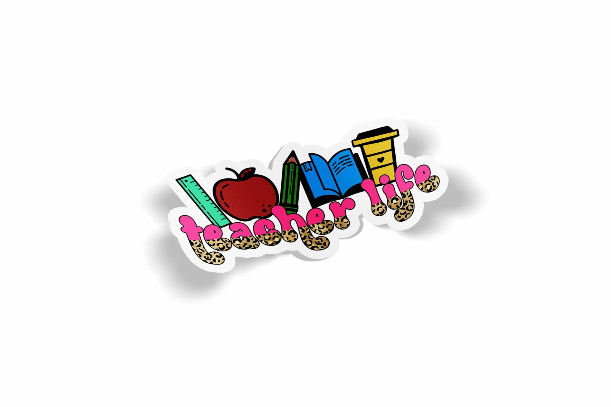 Teacher Life Pink & Leopard Waterproof Sticker?á