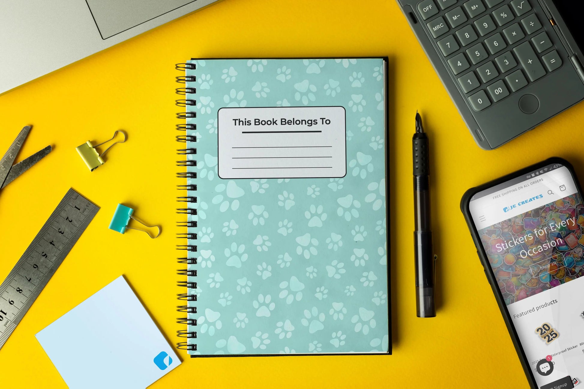 Teal Cat PawsNotebook/Journal