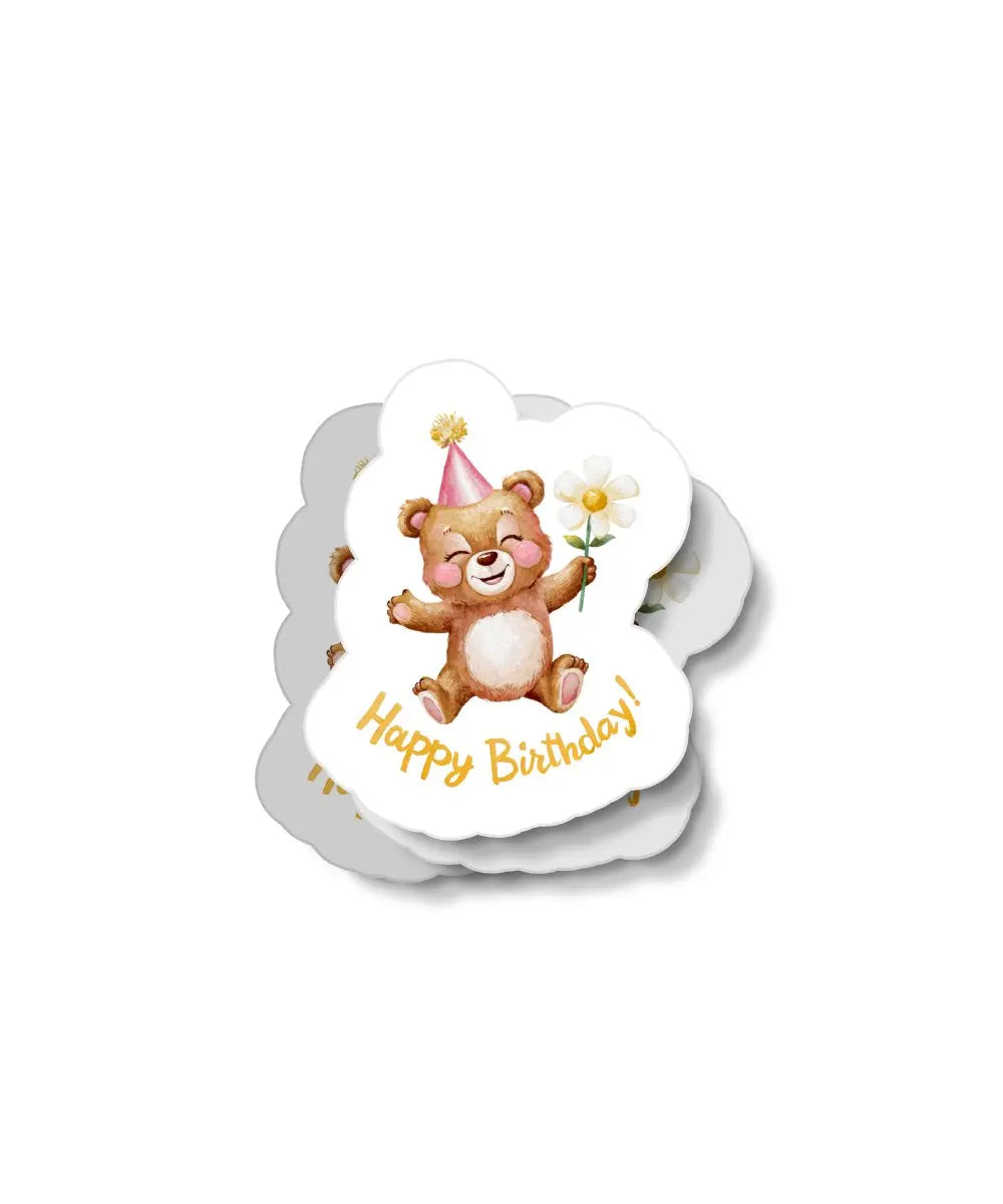 Teddy Bear Happy Birthday Waterproof Sticker