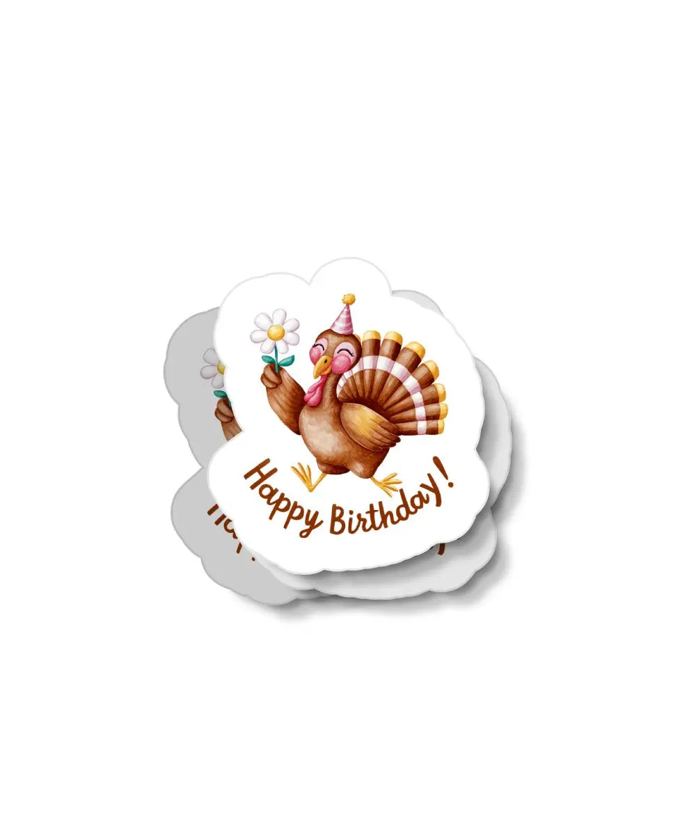 Turkey Happy Birthday Waterproof Sticker