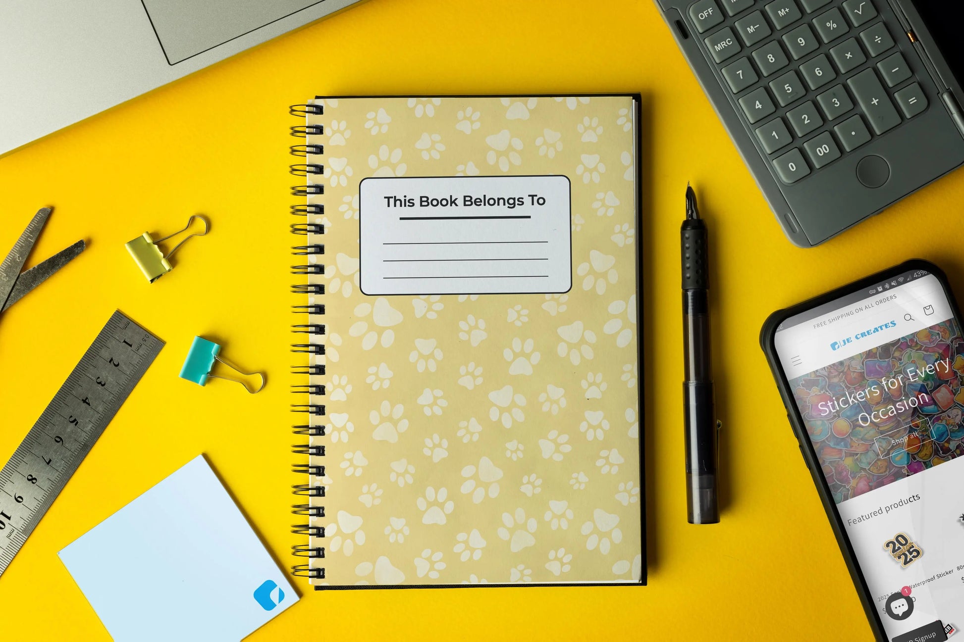 Yellow Cat PawsNotebook/Journal